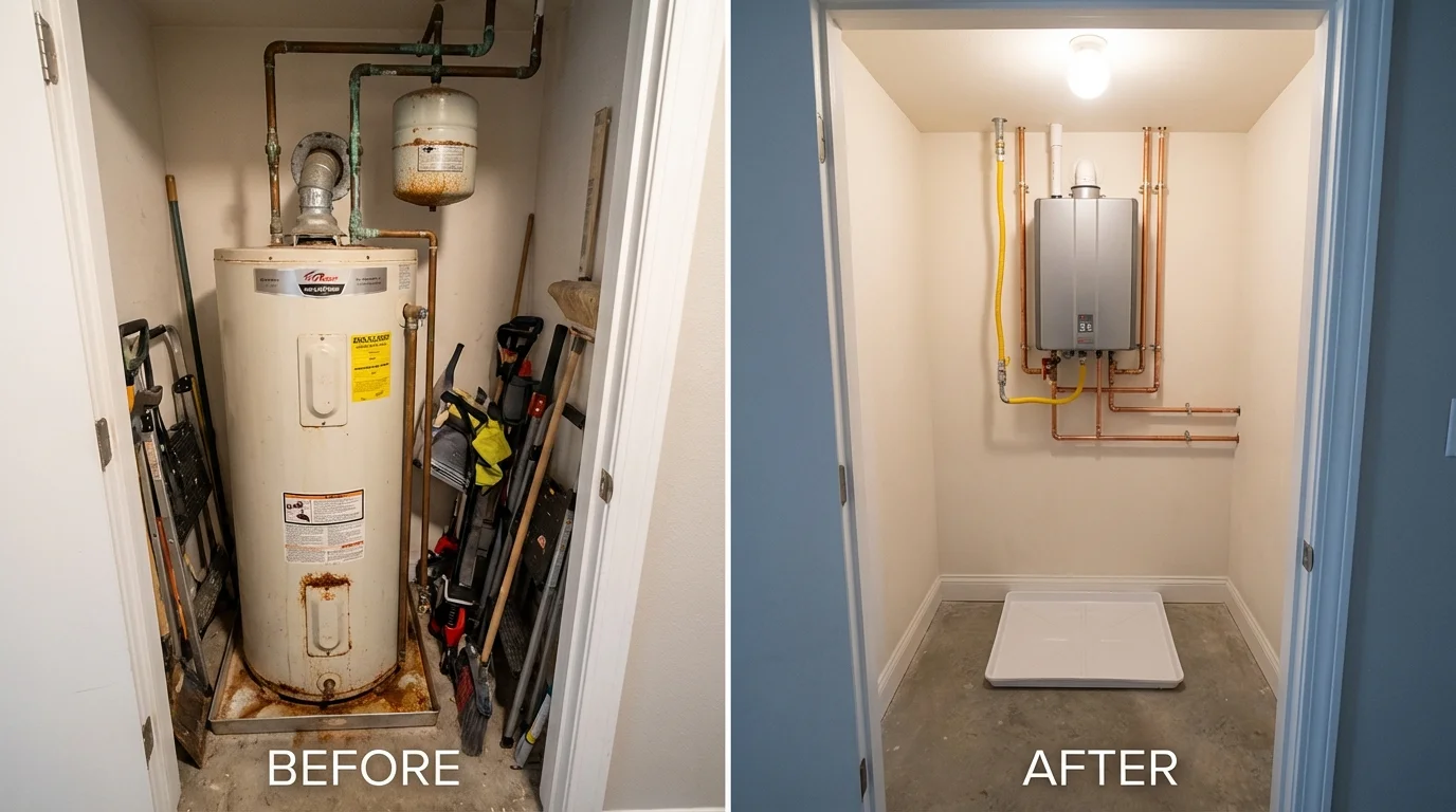 Tank water heater versus wall-mounted tankless unit comparison for Lafayette, AL homeowners